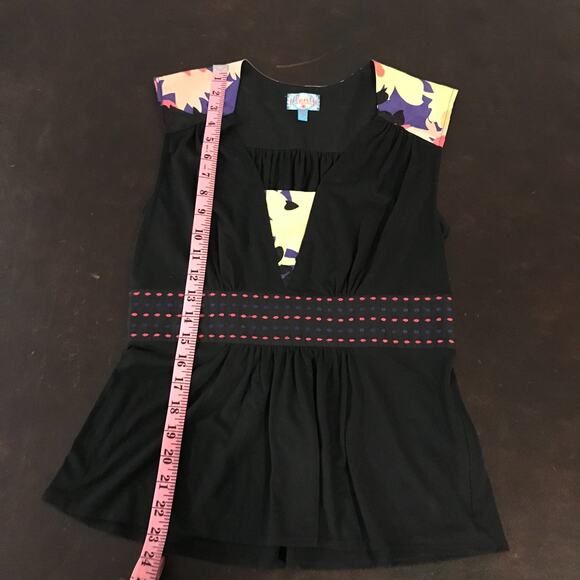 Plenty by Tracy Reese Black with Floral Print Peplum Top - Size Small - Picture 8 of 10